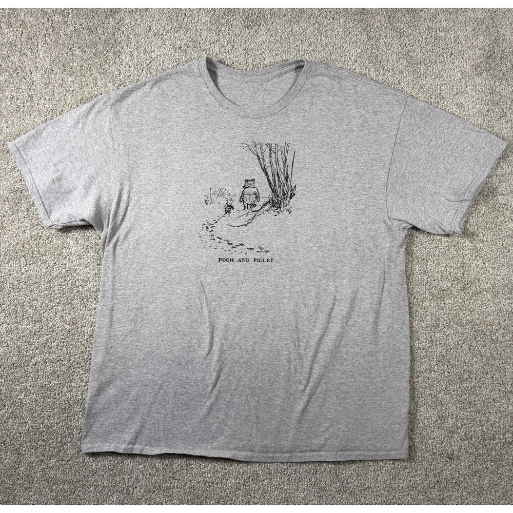 Winnie The Pooh Piglet Graphic T Shirt Mens XL Gray Classic Sketch Tee No Tag